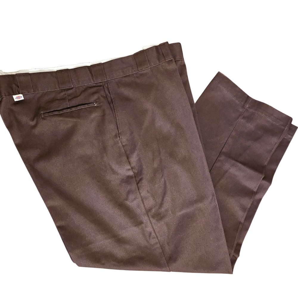 Dickies 874 Work Pants‎ Brown Straight Leg Twill Trousers Mens 50x30 Vintage USA